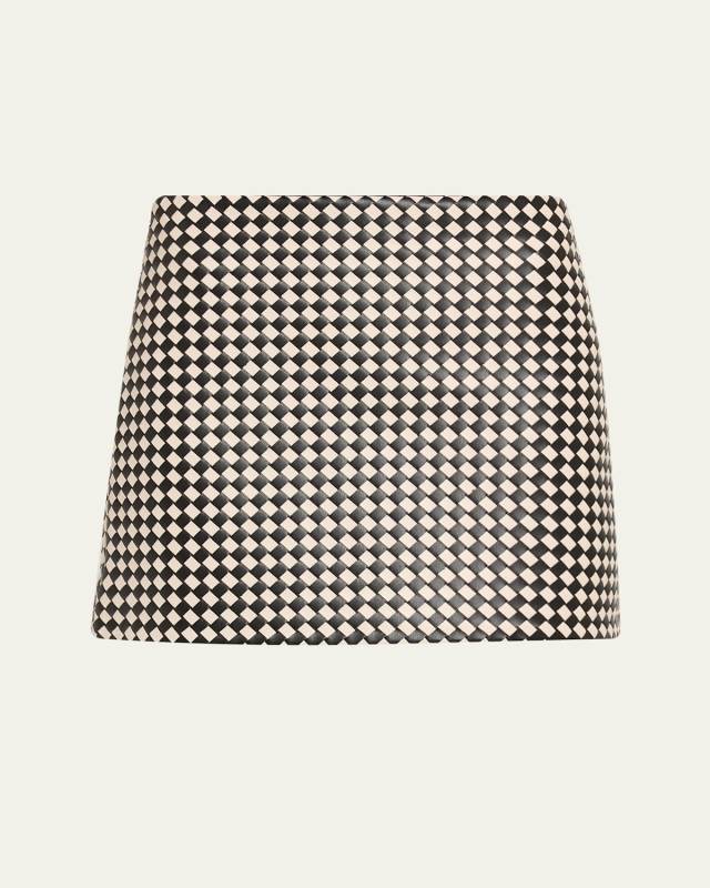 Eleana Woven Vegan Leather Mini Skirt